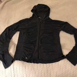 Athleta gray zip hoodie with silver thread detail